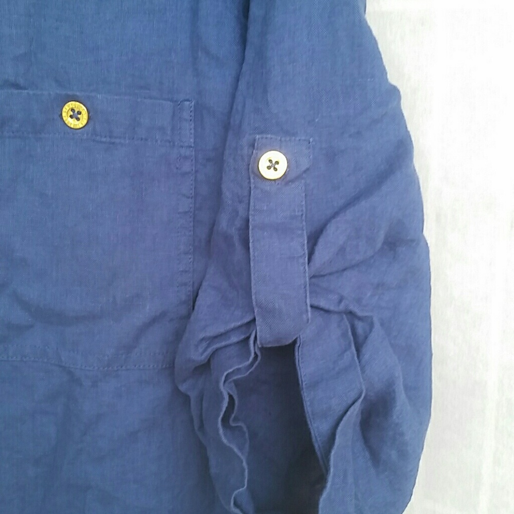 Faux Zipper Ellen Tracy Linen Top - Picture 5 of 7